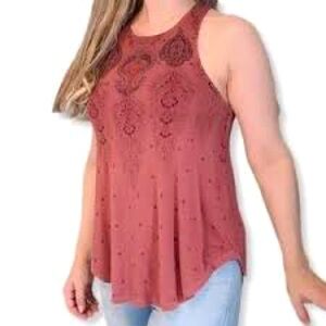 American Eagle soft & sexy Women’s henna feather razorback tank top, sz Medium